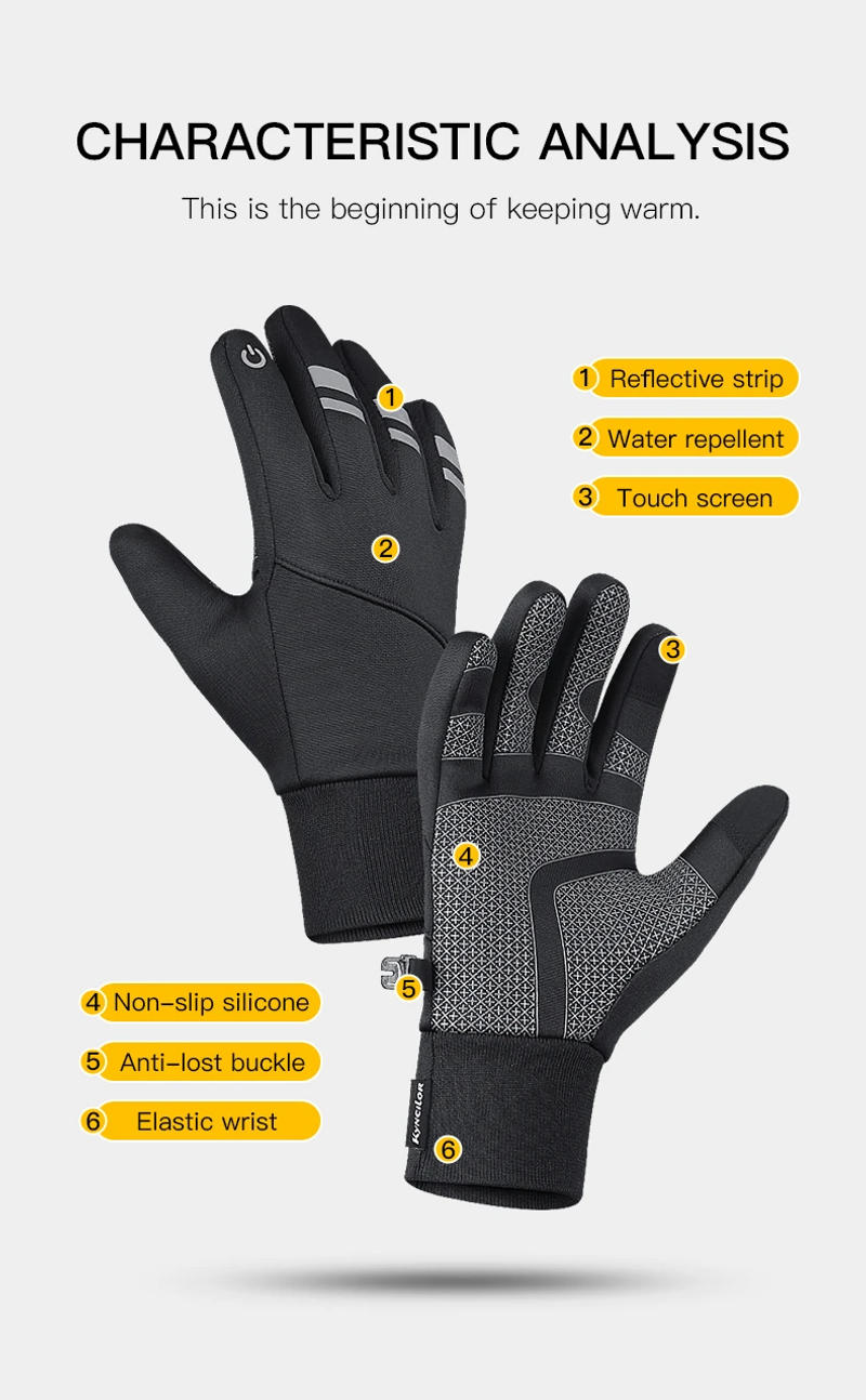 Description Picture 4 of itemWinter Motorcycle Riding Thermal Cycling Gloves Bicycle Warm Touchscreen Full Finger Gloves Waterproof Outdoor Skiing For Men