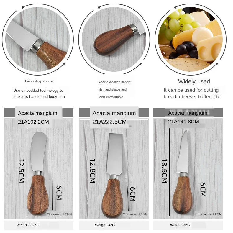 Description Picture 5 of itemCheese Knife Set Wood Handle Professional Kitchen Knives Butter N690 Bamboo Ceramic Cleaver Spreader Stainless Steel Utensils