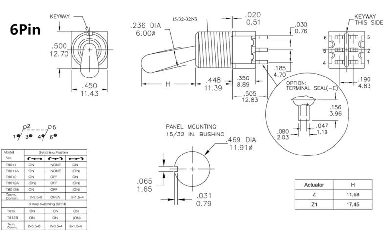Description Picture 4 of itemSalecom SH T80-T Z1 Large Long Handle Mini Toggle Switch 12mm Panel Mount 5A/125VAC