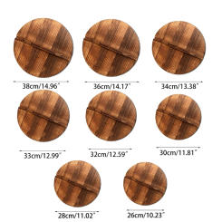Round Wooden Pot Lid Handmade Anti-Scalding Wok Cover Kitchen Accessoies Pan Lid 26CM 28CM 30CM 32CM 33CM 34CM 36CM 38CM