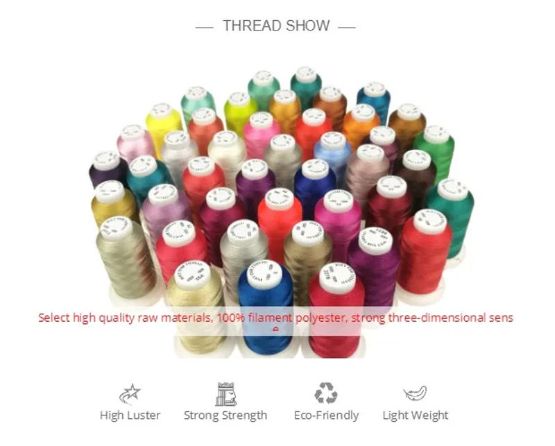 Description Picture 3 of itemSanbest Polyester Embroidery Thread High Strength 120D/2 1000m For Brother Singer Janome Babylock Embroidery Machine