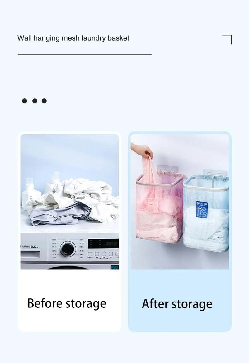 Description Picture 5 of itemFoldable Wall Mounted Laundry Basket Dirty Clothes Storage Basket Toy Dust Bucket Home Laundry Hamper Dirty Clothes Storage Bag