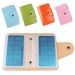 20Slots Blue/Laser Silver Pu Leather Nail Art Stamping Plate Case Bag Folder Nail Stamp Templates Holder Stencils Storage Bag
