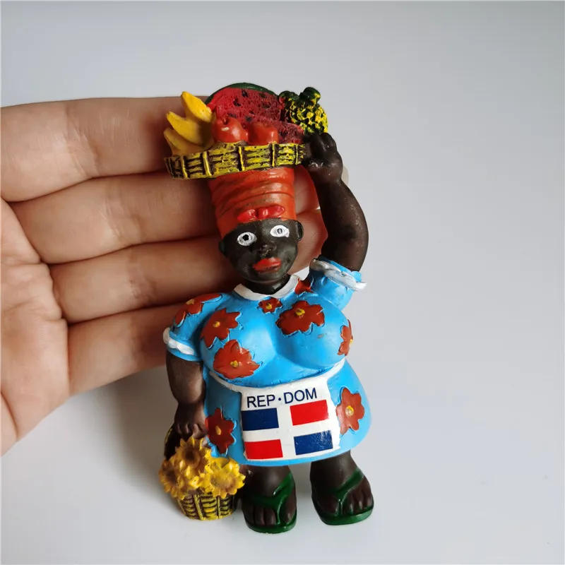 Description Picture 5 of itemDominican Republic Black Lady Carnival Bus Santa Domingo Church Punta Cana Macaw Resin fridge Magnet Tourist Souvenirs