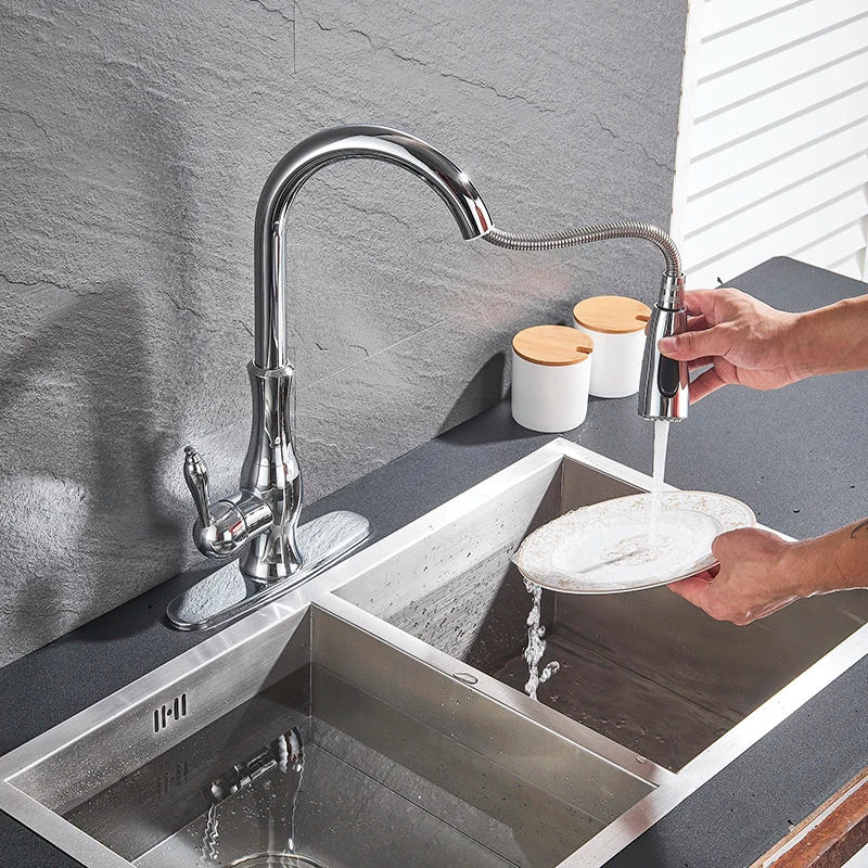 Description Picture 5 of itemOnyzpily Kitchen Sink Faucet Pull Out ORB/Chrome/Golden/Brushed Spray  360 Rotation Spout Two water modes Single Handle Mixer