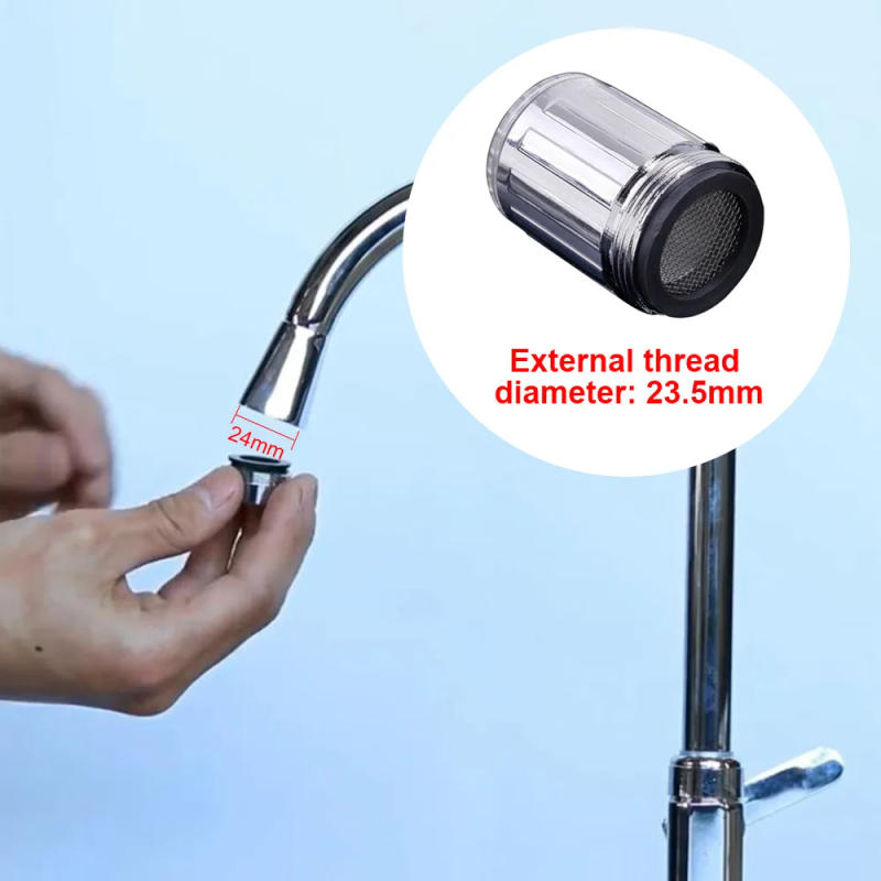 Description Picture 5 of itemLuminous LED Light Water Faucet Kitchen Bathroom Basin Tap Nozzle Colorful Heater Thermostat Faucet Accessories 3 Color 7 Colors