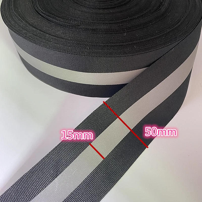Description Picture 5 of itemNew 5yards Black Safety Silver Reflective Sew on Fabric Tape Strap Vest Webbing