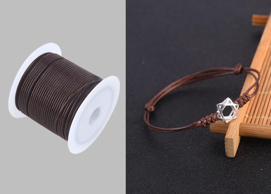 Description Picture 3 of item0.5mm 0.8mm 1mm 1.5mm 2mm Silver Grey Waxed Cotton Cord Rope Waxed Thread Cord String Strap Necklace Rope For Jewelry Making