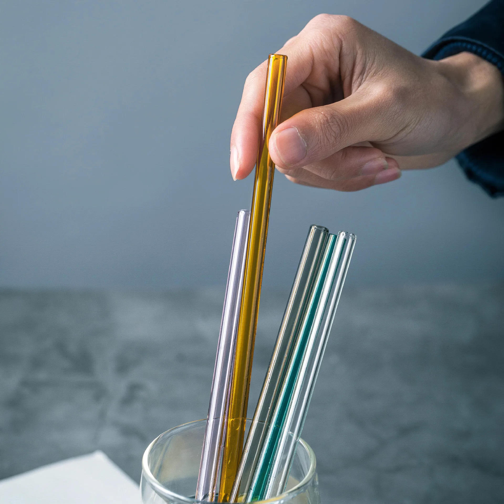 Description Picture 6 of item20cm Colorful Reusable Glass Straws High Borosilicate Glass Eco Friendly Drinking Straw for Cocktail Smoothie Milkshake Dinkware