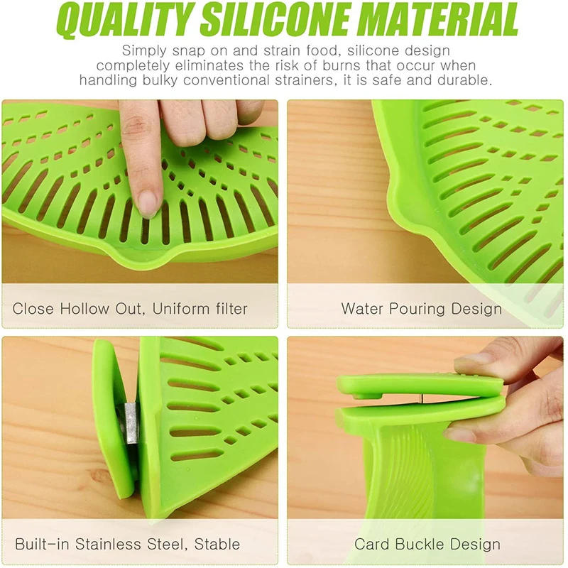 Description Picture 6 of itemKitchen Silicone Drainer Pasta Noodle Pot Colander With Clip Rice Vegetable Fruit Food Washing Draining Pan Strainer Gadgets