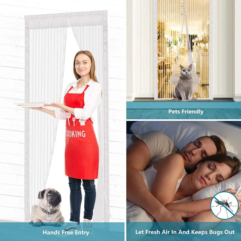 Description Picture 5 of item1 Set Summer Anti Mosquito Insect Fly Bug Curtains Net Automatic Closing Door Screen Kitchen Curtains ployester fiber Curtains