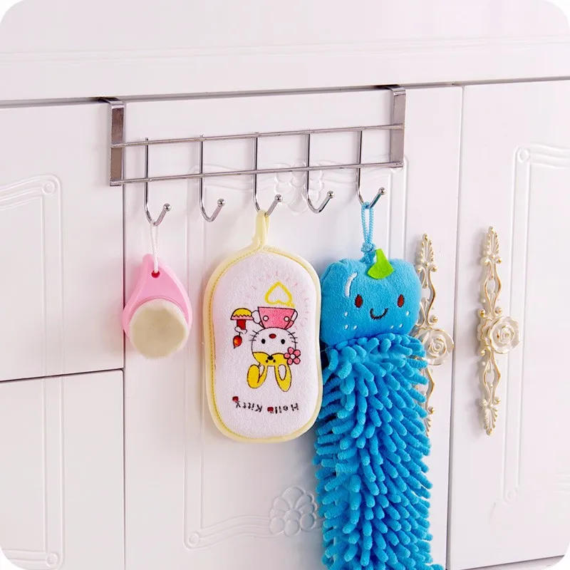 Description Picture 5 of item5 Hooks Clothing Coat Towel Hanger Rack Holder Shelf Over Door Home Bathroom Kitchen Hat Organizer  Over The Door Hooks
