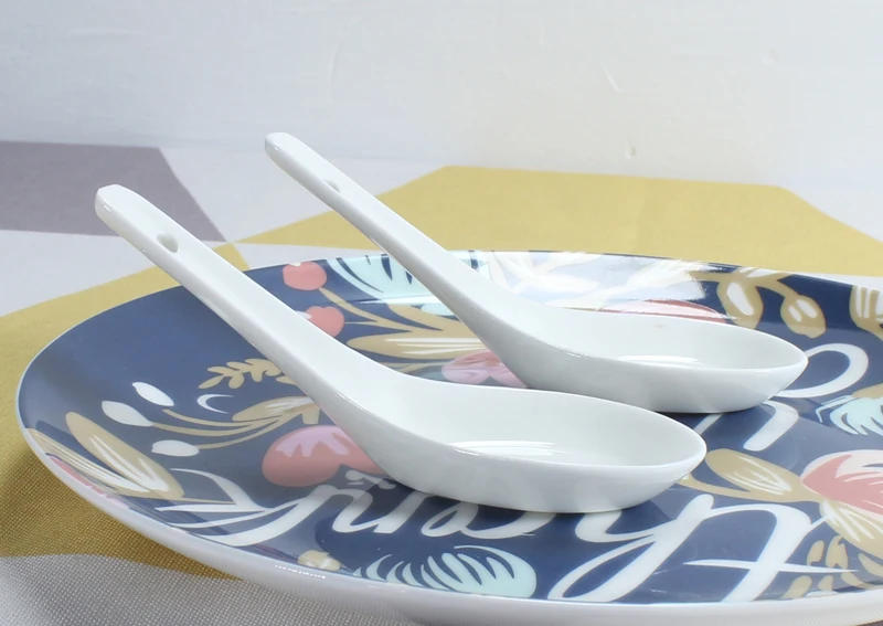 Description Picture 6 of item6pcs Set Plain White Bone Ceramic Spoon  Kis Soup Spoon, Korean Ice Cream Ladle, Porcelain Dinner Baby China Chinese Rice Scoop