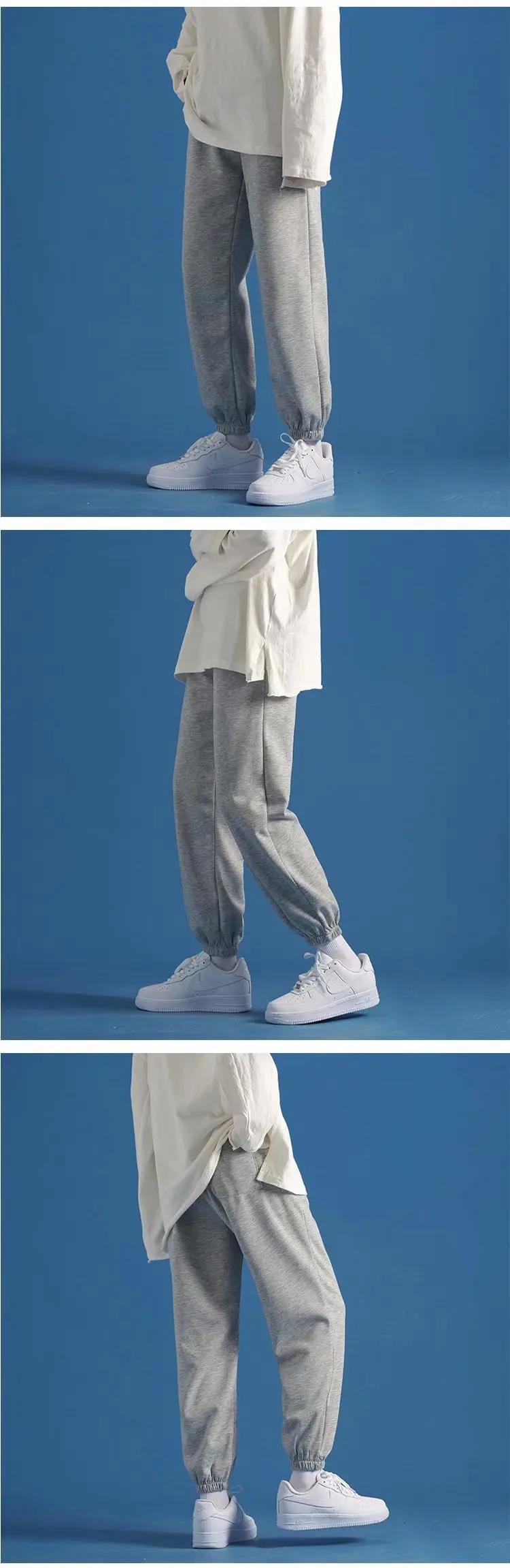 Description Picture 3 of itemICCLEK Sweatpants Men's Casual Trousers Loose Drawstring Leggings Pants Autumn and Winter Plus Velvet Thickened Wide-leg Pants