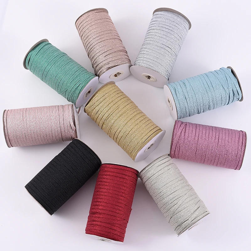 Description Picture 3 of item144yard/roll 6mm Gold Silver Red Colorful Elastic Sewing Elastic Band Flat Rubber Band Waist Band Stretch Rope Elastic Ribbon