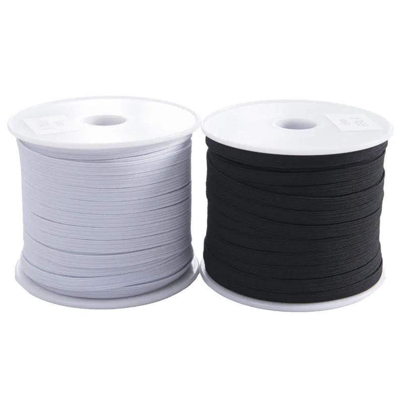 Description Picture 2 of item3/5/6/8/10/12mm 5yards Hight Elastic Bands Spool Sewing Band Flat Elastic Cord White and Black Diy Handmade Accessories