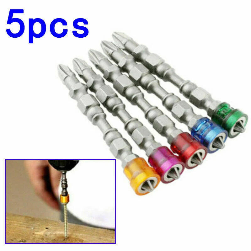 Description Picture 2 of item5Pcs Magnetic Screwdriver Bit Drill Cross-head PH2 Magnetic Screwdriver Bits 1/4 Inch Hex Shank Drywall Electric Screwdriver Set