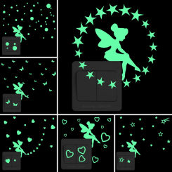 Kids Wall Sticker Fairy Luminous Stickers Baby Room Children Bedroom Home Decor Stickers Kitchen Bathroom Glow Switch Decoration