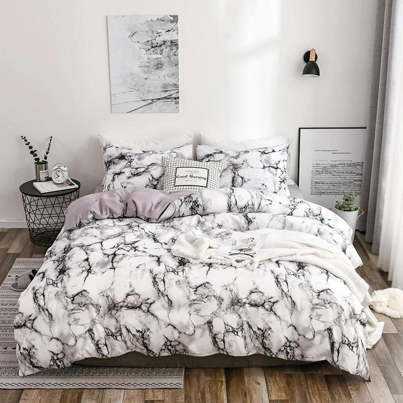 Description Picture 2 of itemMirco Fiber Marble Print Bedding Set Nordic Duvet Cover Set Double Bed Home Soft Comfortable Quilt Cover & 1/2pcs Pillowcases