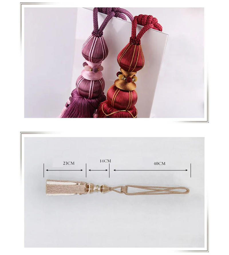 Description Picture 3 of item2Pcs Top Quality Curtain Buckle Strap Double Ball Tassels Tie Backs Home Decor European Style Curtains Accessories