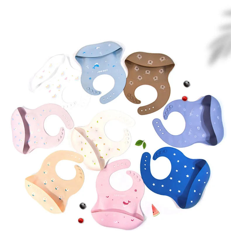 Description Picture 2 of itemBaby Silicone Bibs Infant Toddler Feeding Saliva Towel Cartoon Adjustable Children Apron with Pocket Baby Waterproof Things