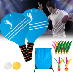 Hot Beach Tennis Badminton Racket Paddle Set with PingPong Balls Shuttlecocks Garden Open Spaces Park Outdoor DO2