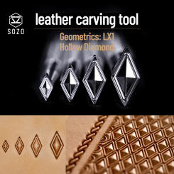 SOZO LX1 Geometrics Hollow Diamond Leather Work Stamping Tool Carving Pattern 304 Stainless Streel Stamps