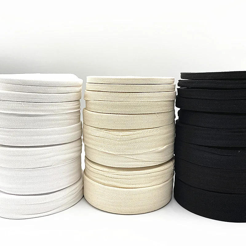 Description Picture 2 of item3yds 6-50mm Black White Webbing Herringbone Belt Clothing Accessories Handmade Diy Cotton Cloth Belt Edging Strip Bandage Ribbon