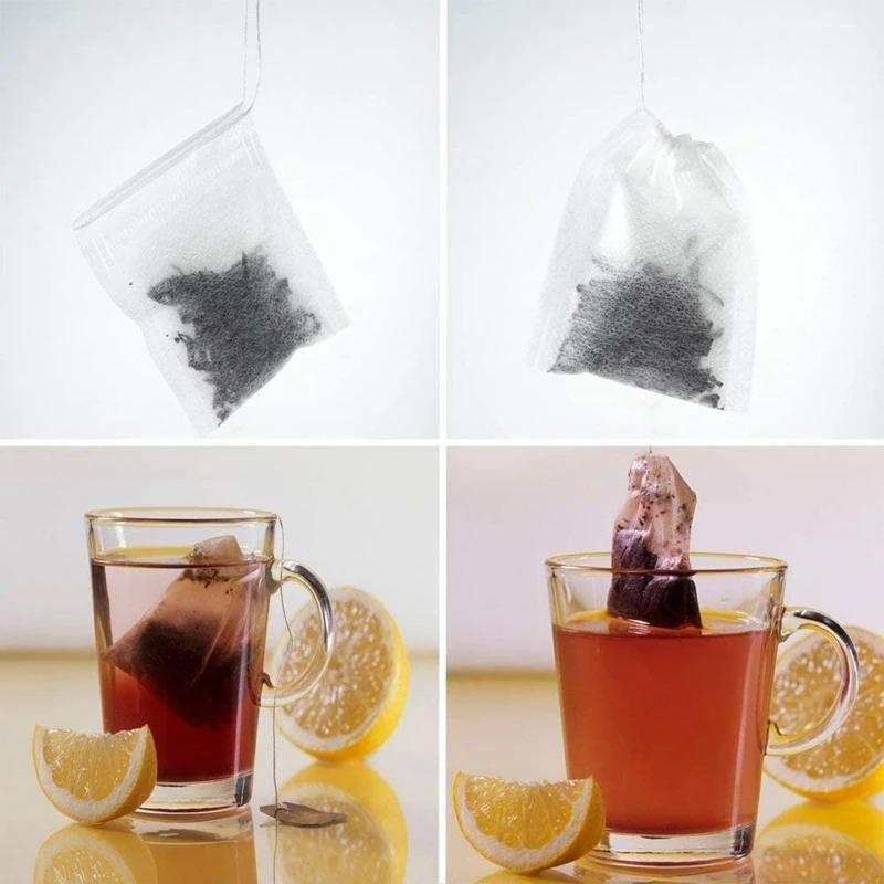 Description Picture 5 of item100 PCS Tea Filter Bags Non-woven Fabric Disposable Teabags Empty Tea Bags Cotton Drawstring Seal Filter Tea Bags for Loose Tea