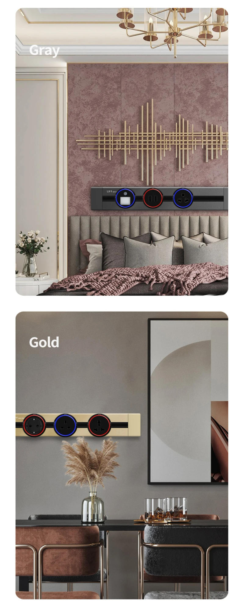 Description Picture 5 of itemKXN Power Track System Socket P2 series Electrical Extension Sockets Home Appliances Kitchen Wall Mounted Outlets with LED Light