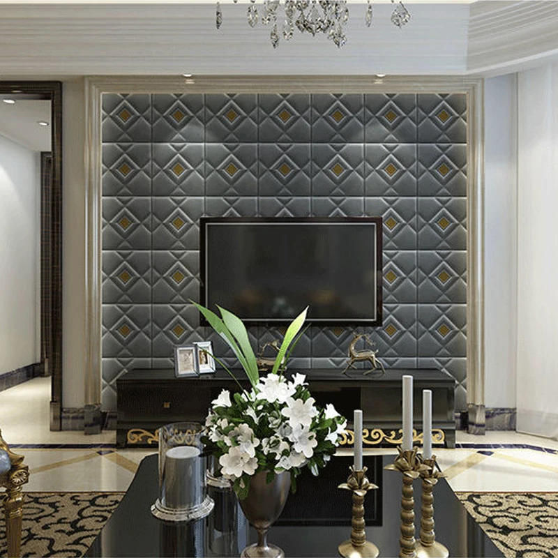 Description Picture 3 of item3D Self-Adhesive Wallpaper 30*30Cm Thicken Stereo Geometry Pattern Background Wall Stickers Foam Panel Waterproof Wall Decals