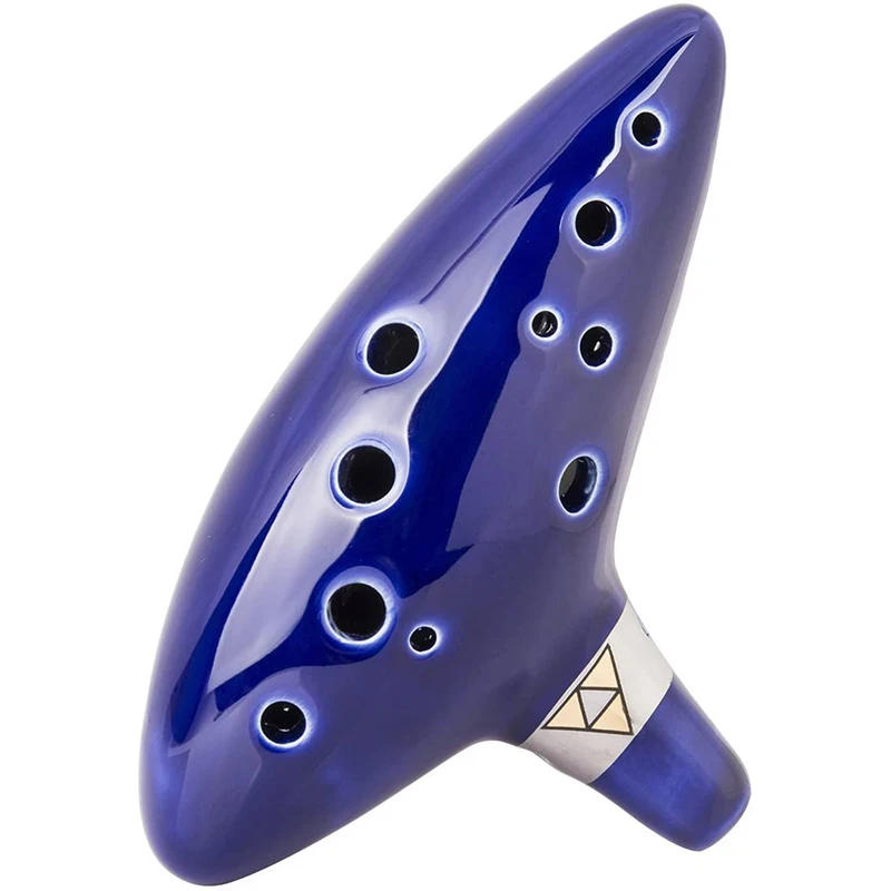 Description Picture 2 of item12 Hole Blue Ocarina Ceramic Alto C Legend of Ocarina Flute Music Instrument with Song Book