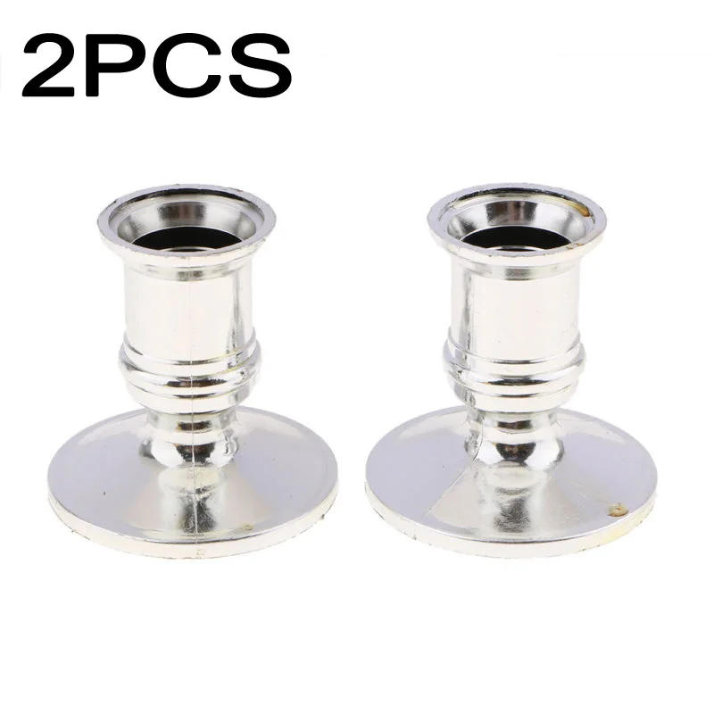 Description Picture 4 of item2pcs Sliver Pillar Candle Base Taper Candle Holder Candlestick Christmas Wedding Party Table Ornaments Home Decoration