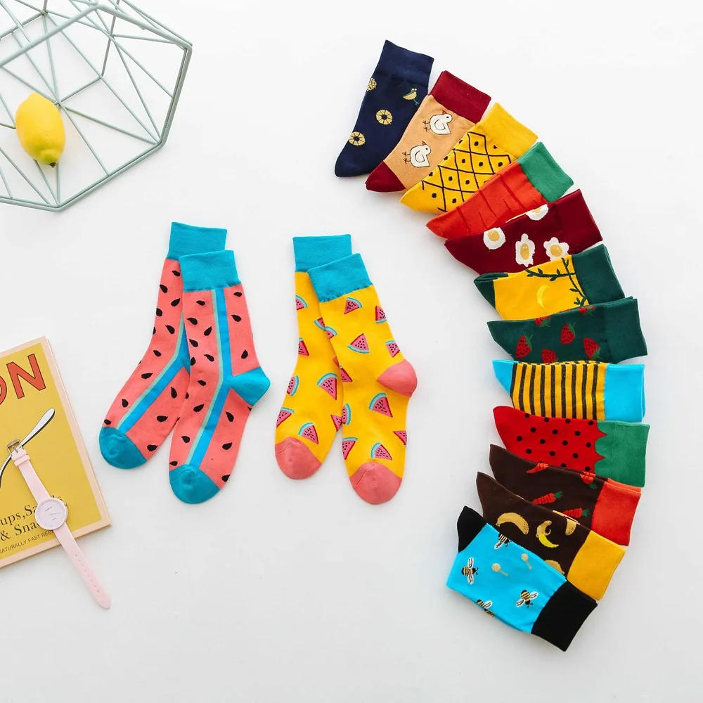 Description Picture 4 of itemWomen Happy Funny Socks With Print Fruit food Art Cute Winter Socks With Avocado Sushi Food Cotton Fashion Harajuku Socks