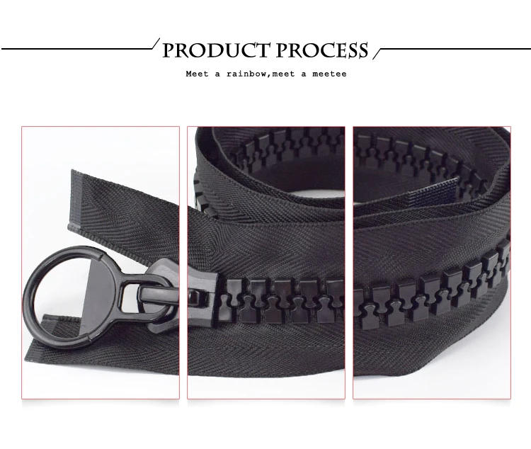 Description Picture 5 of itemMeetee 20# 60/75/80/100/150/200CM Extra Large Resin Zipper White&black Open-end for Down Jacket Coat Pocket Zippers Slider AP547