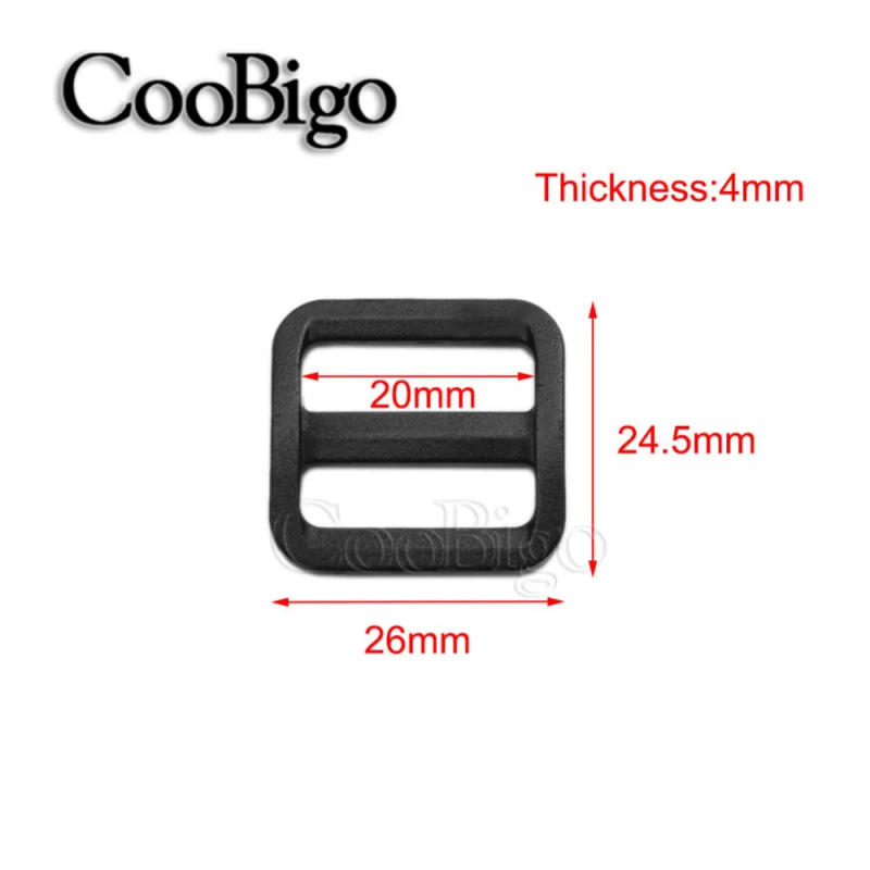 Description Picture 3 of item20mm Plastic Slider Tri-Glide Buckle Adjustable For Pets Collar Tactical Backpack Bag Webbing Strap DIY Accessory Colorful 10pcs