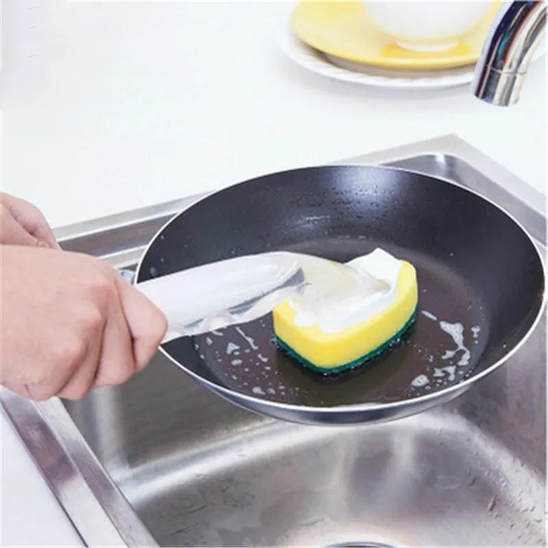 Description Picture 4 of itemDish Washing Tool Soap Dispenser Handle Refillable Bowls Pans Cups Cleaning Sponge Brush for Kitchen Clean Tools