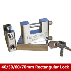 Keyed Padlock Waterproof Anti-theft Safe Stainless Steel Rectangular Lock 40mm/50mm/60mm/70mm Padlock Unlocked Head Window Lock