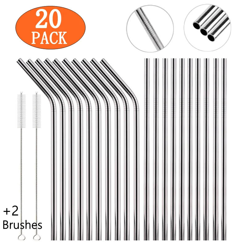 Description Picture 2 of item6*215mm 10 Colors Eco-friendly Reusable Metal Straws Set 304 Stainless Steel Drinking Straw Cocktail Party Favor Bar Accessory