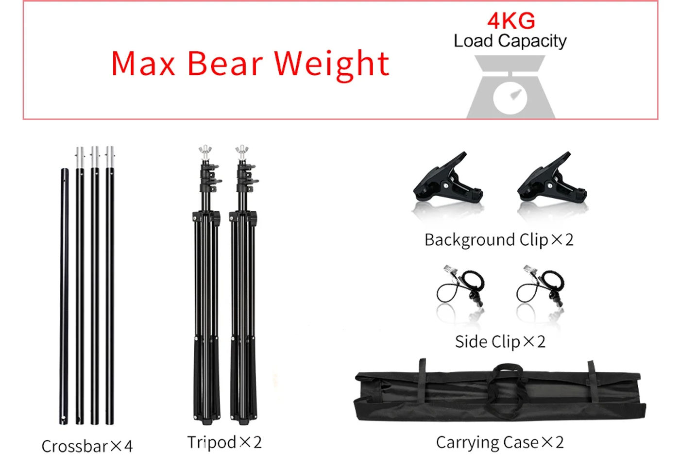 Description Picture 3 of item2.6x3M/8.5x10ft Photo Video Studio Backdrop Background Stand, Adjustable Telescopic Background Support System with Carry Bag