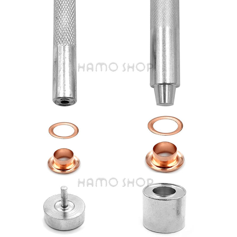 Description Picture 4 of item100set Gold Color Metal Eyelet Grommets With Eyelet Punch Die Tool Set For Leathercraft DIY Clothing Shoes Belt Bag Accessories