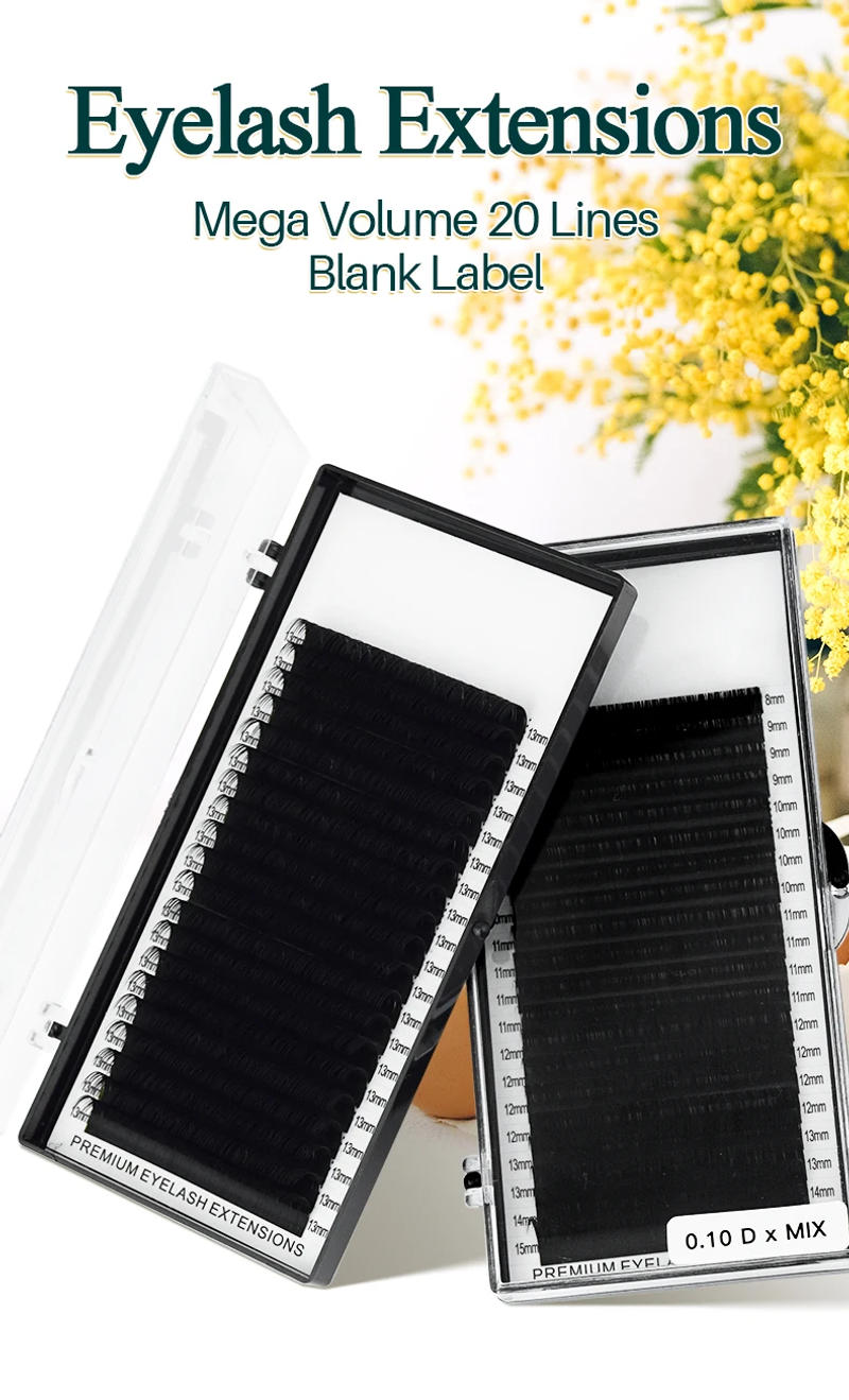 Description Picture 2 of itemH&L SINCE 1990 20 Row Faux Lash Synthetic Mink Individual Eyelash Extension Dark Black Matte Soft Natural