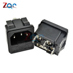 1pc AC-02 3 PIN IEC320 C14 Male Power Cord Inlet AC Power Socket Receptacle Connector With Fuse Holder interface 250V 10A