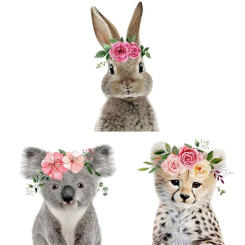 Three Ratels QCF36 lovely little animal Leopard koala panda tiger rabbit Animal sticker kid's room decoration friger toilet