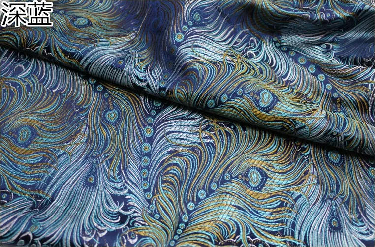 Description Picture 3 of itemCheongsam baby clothes Mongolian robe decoration silk satin antique fabric jacquard brocade silk fabric peacock feathers 75*50cm