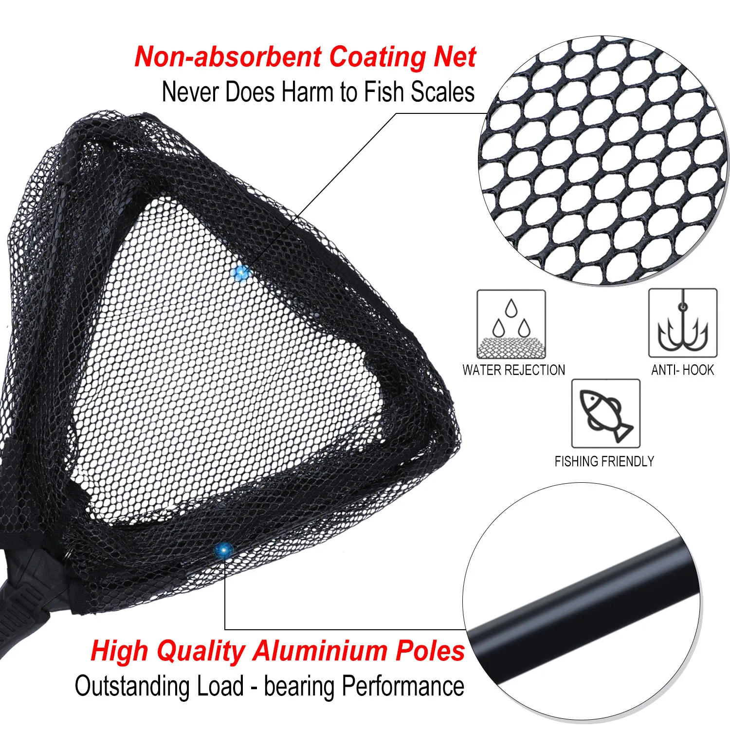 Description Picture 6 of itemSougayilang 65-112cm Folding Fishing Brail Net Telescopic Fishing Landing Net Scoop Net