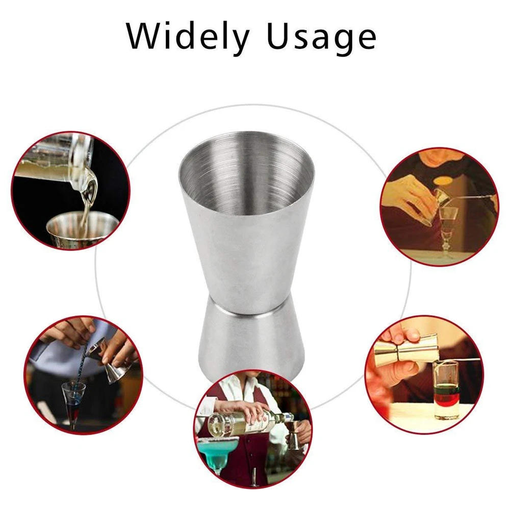 Description Picture 5 of item15/30 25/50 20/40 30/60ml Stainless Steel Measuring Cups Bar Party Wine Cocktail Shaker Dual Shot Jigger Liquid Drinks DIY Tools