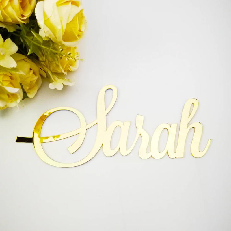 Description Picture 6 of itemCustom Mirror Rose Gold Baby Name Sign Nursery Wall Decoration Personalized Black Name Sign Rustic Wedding Party Baptism