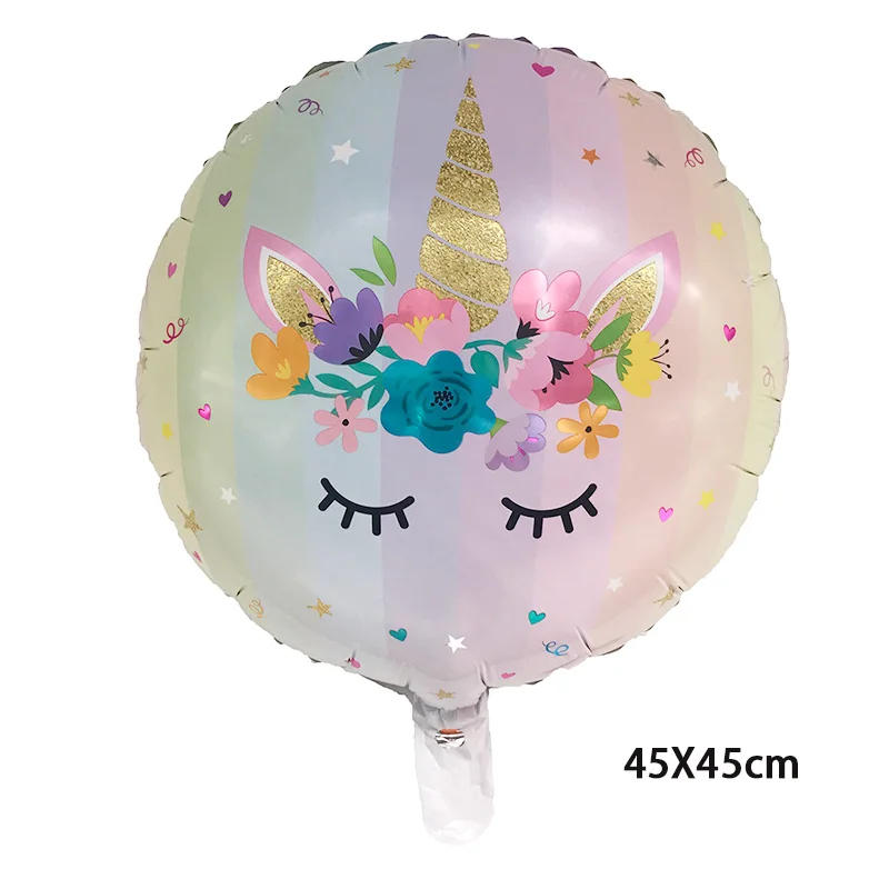 Description Picture 3 of item1PC 18 inch round unicorn balloon Aluminum foil helium balloons unicorn party Wedding birthday decoration globos