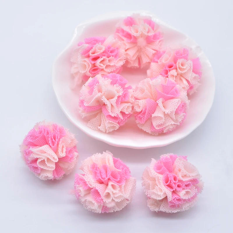 Description Picture 6 of item50Pcs 25mm Two-color Elastic Mesh Chiffon Ball DIY Apparel Sewing Appliques Material Patches for Clothes Headwear Garment Decor